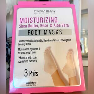 Precision Beauty Moisturizing Shea Butter Rose & Aloe Vera FOOT MASKS - 3 PAIRS